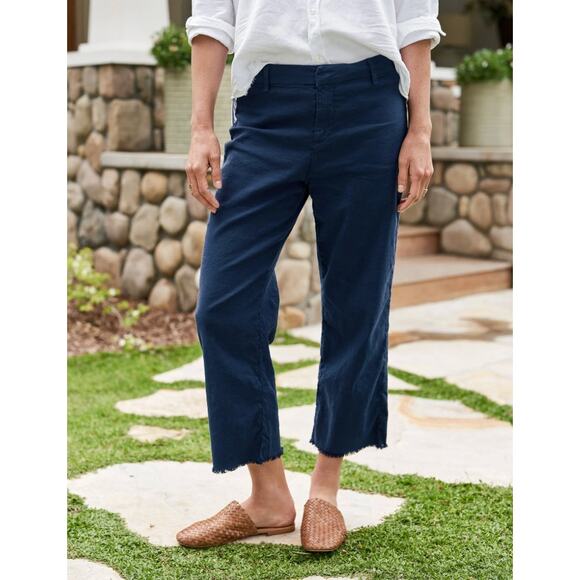 Frank & Eileen Kinsale Trousers Pants Navy Blue Classic Coastal Chic Size 12 - Picture 1 of 6